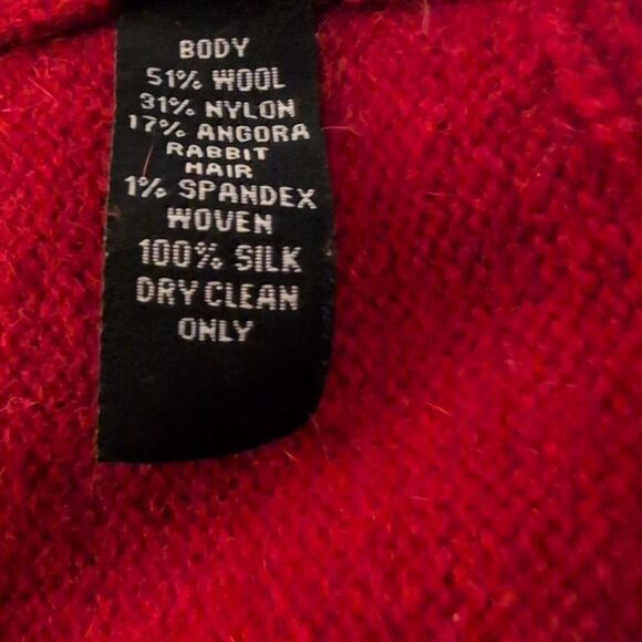 Anthropology knitted & knotted red wool shrug  floral silk accent Women's size m - Picture 5 of 8